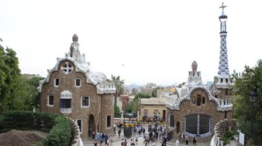 Park Guell, Antoni Gaudi tarafından tasarlanmış bir belediye bahçesi. 1900 - 1914 'te inşa edilmiş. Barselona, İspanya.