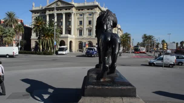 Barcelona Area Portal Pau Porta Paz Monumento Colombo Está Localizado — Vídeo de Stock