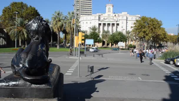 Área Barcelona Portal Pau Monumento Colón Está Encuentra Final Rambla — Vídeos de Stock