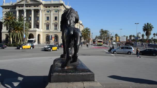 Área Barcelona Portal Pau Monumento Colón Está Encuentra Final Rambla — Vídeos de Stock