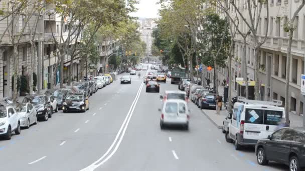 Den Straßen Von Barcelona Spanien Zeitraffer — Stockvideo