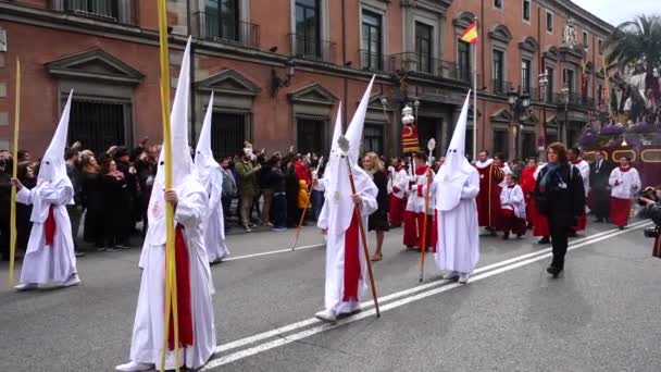 Madrid Espanha Março 2018 Celebrações Semana Santa Madri Começaram Catedral — Vídeo de Stock