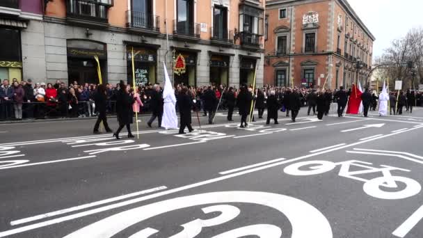 Madrid Spanien März 2018 Die Feierlichkeiten Der Karwoche Madrid Begannen — Stockvideo