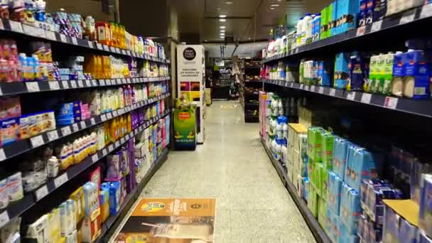 Madrid Espagne Avril 2018 Alimentation Dans Supermarché Centre Commercial Corte — Video