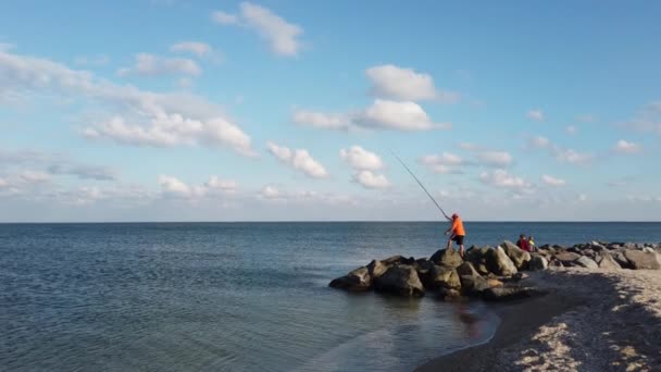 Pescar Litoral Tiro Verão — Vídeo de Stock