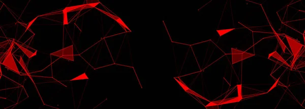 Anslutning Prickar Och Linjer Struktur Mörk Bakgrund Röd Abstrakt Månghörningsyta — Stockfoto