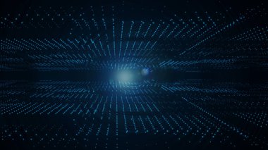 Soyut teknoloji geçmişi. Büyük veri dijital kodu. Fütürist noktalar arkaplan 3d oluşturma.