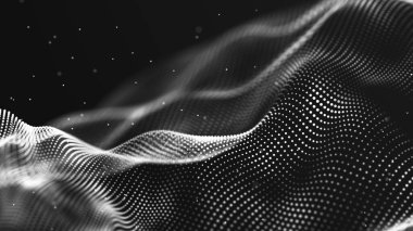 Dijital teknoloji geçmişi. Parlayan noktaların dinamik dalgası. Sunum tasarımı için fütüristik arka plan. 3d oluşturma.