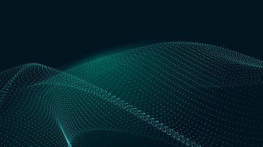 Parçacıkların soyut dijital dalgası. Gelecekçi nokta dalgası. Teknoloji arka plan vektörü. Vektör illüstrasyonu 3d