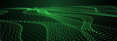 Büyük veri görselleştirmesi. Soyut teknoloji geçmişi. Dijital kod. Fütürist noktalar arka planı. 3d oluşturma