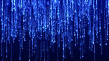 Dijital arka plan. Büyük veri. Hacker konsepti. Soyut matris. Bilgisayar birçok sayı üretti. Üç Boyut