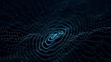 Soyut dijital dalga. Parlayan parçacıkların dinamik dalgası. Veri teknolojisi geçmişi. 3d oluşturma.