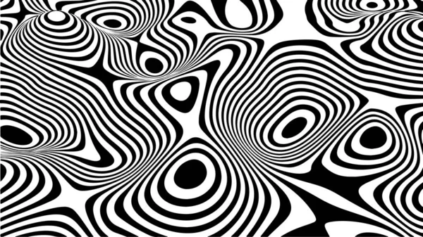 Optische Täuschungsmuster Geometrischer Hintergrund Mit Schwarzen Und Weißen Streifen Vektorillustration — Stockvektor