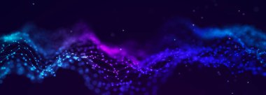 Gelecekçi mor dalga arka planı. Ses dalgası elemanı. Müzik için dengeleyici. Büyük veri görselleştirmesi. 3d Geniş Ekran