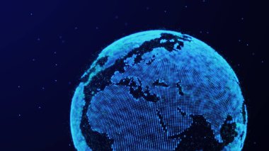 Puan kompozisyonu olan dünya haritası. Genel ağ bağlantısı. Bilim ve teknoloji. 3B görüntüleme.