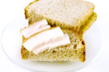 Dilimlenmiş domuz yağı, ekmek, sandviç, Ukrayna 'nın ulusal yiyeceği.