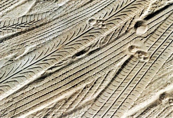 Tire Tracks Sand — Stock Photo, Image