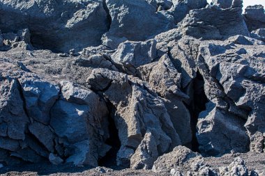 Volkandaki katı lavın siyah dokusunun doğal arka planı
