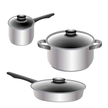 Tabak takımı. Vektör illüstrasyon Mutfak aletleri.