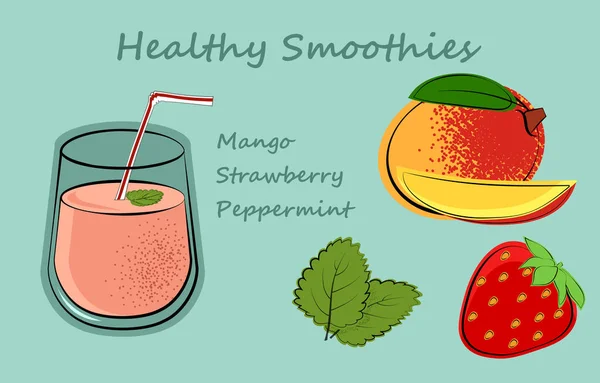 Mango strawberry smoothie — Stock Vector