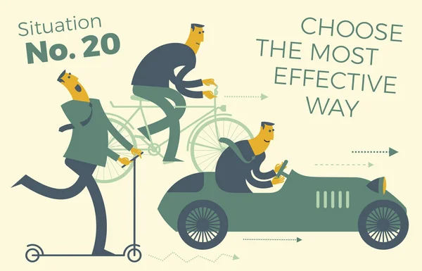 İş infographics, iş durumları. Ata binip farklı araçlar: scooter, Bisiklet, araba. Doğru seçim yapmak, doğru hız seçin. Etkin çözümler iş seçimi .