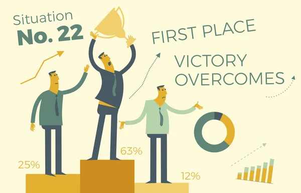 Üzleti Infografikák Üzleti Helyzetek Győztesek Győzelmi Pódiumon Vannak Győztesek Odaítélése — Stock Vector