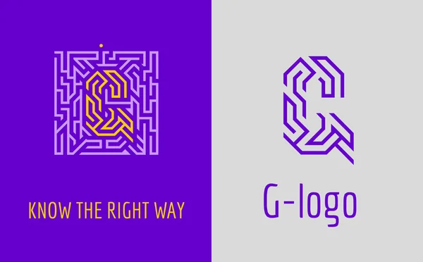 文字の迷路 会社のコーポレート アイデンティティの創造的なロゴ の手紙ロゴは 右パス ソリューションの選択を象徴しています コンサルティング 道路会社 クエスト 教育に適した — ストックベクタ