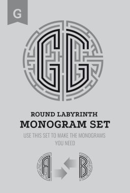 G harfi labirent. Labirent logo ve Monogram, üniformaları hanedanlık armaları için ayarla.