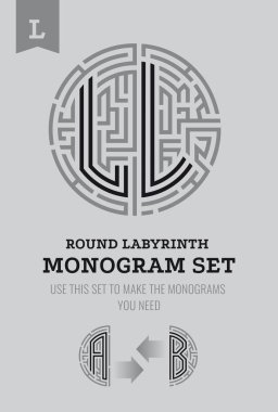 L harfi labirent. Labirent logo ve Monogram, üniformaları hanedanlık armaları için ayarla.