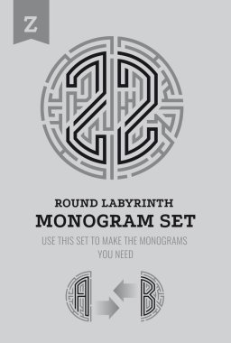 z harfi labirent. Labirent logo ve Monogram, üniformaları hanedanlık armaları için ayarla.