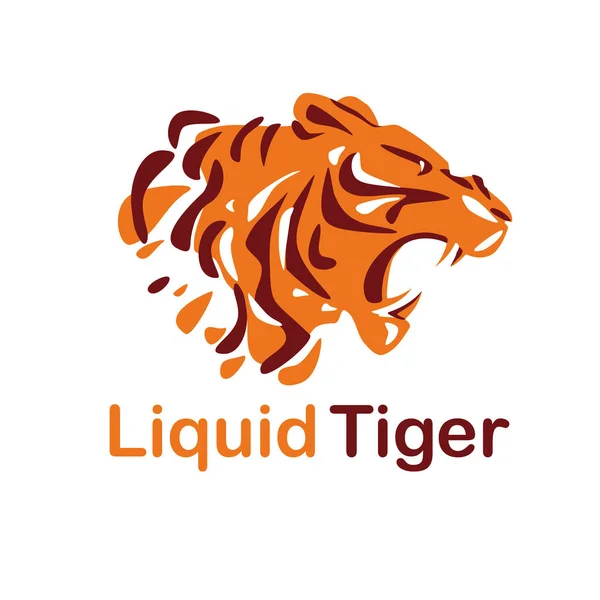 Modelo Logotipo Cabeça Tigre Colorido Líquido Feito Gotas Manchas Tigre — Vetor de Stock