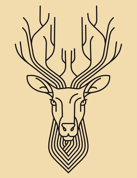 Emblème Insigne Avec Une Tête Cerf Ruban Devise Couronne Laurier — Image vectorielle