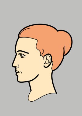 İnsan kafası, kadın kafası, kadın kafası, kız, ikon, profil, siluet, doğrusal tasarım.