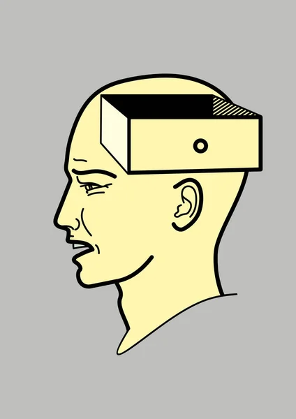 Cabeza Humana Cerebro Hombre Con Una Caja Abierta Forma Abstracta — Vector de stock