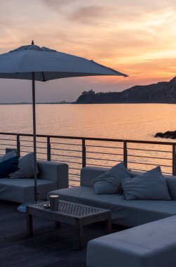 boş kafe teras deniz side beach club