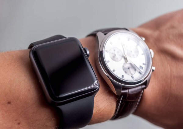 smart and classic wathes on wrist