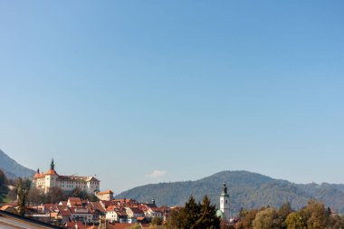 Kranj Slovenia beatiful town in Alps landscape clipart