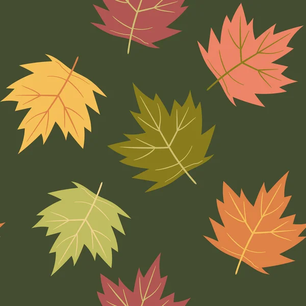 Modèle Sans Couture Vectoriel Automne Motif Avec Des Feuilles Érable — Image vectorielle