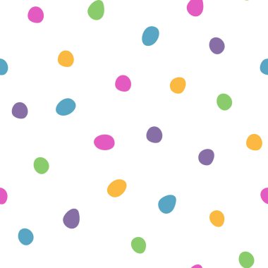 Çok renkli konfetiyle kusursuz bir desen. Beyaz zemin üzerinde vektör soyut desen. Puantiyeli modern desen. Tekstil, ambalaj kağıdı ve duvar kağıdı tasarımı için..