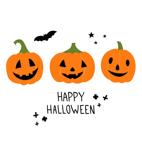Halloween Vektor Set Dýně Bat Šťastný Halloween Plochá Ilustrace Izolovaná — Stockový vektor
