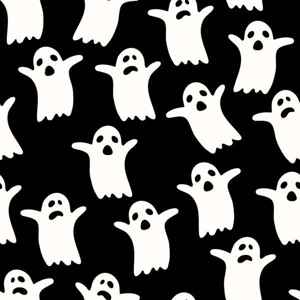 Patrón Divertido Halloween Con Fantasmas Patrón Vectorial Para Halloween Estilo — Archivo Imágenes Vectoriales
