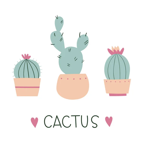 Cactus Pronto Illustrazione Vettoriale Isolata Sfondo Bianco Illustrazioni Disegnate Mano — Vettoriale Stock