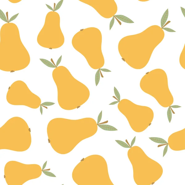 梨とベクトルシームレスパターン 果物のパターン ベクトルフルーツイラスト ファブリック テキスタイル 壁紙デザインのための自然なシームレスなテクスチャ — ストックベクタ