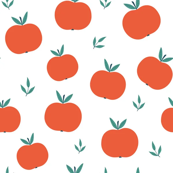 リンゴとベクトルシームレスパターン 果物のパターン ベクトルフルーツイラスト ファブリック テキスタイル 壁紙デザインのための自然なシームレスなテクスチャ — ストックベクタ