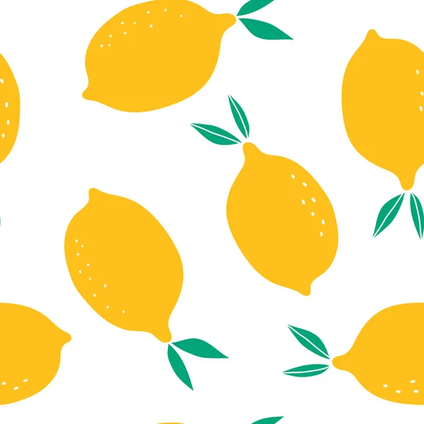 抽象レモンとベクトルシームレスパターン 果物のパターン ベクトルフルーツイラスト 自然なシームレスなテクスチャ 北欧風の模様 紙のために — ストックベクタ