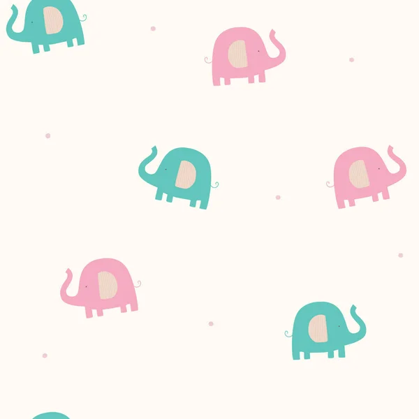 Baby Seamless Pattern Elephants Colorful Cute Elephants Dots Beige Background — Stock Vector