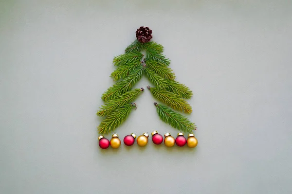 Árbol Navidad Coloca Las Ramas Individuales Del Árbol Sobre Fondo —  Fotos de Stock