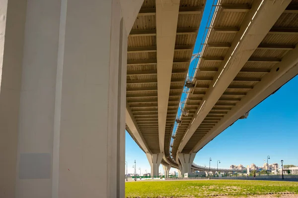 Estruturas Metálicas Sob Ponte Detalhes Diâmetro Ocidental Alta Velocidade São — Fotografia de Stock