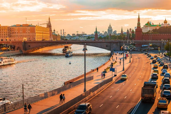 Panorama Moskwy Zachodzie Słońca Lecie Strony Rzeki Moskwa — Zdjęcie stockowe