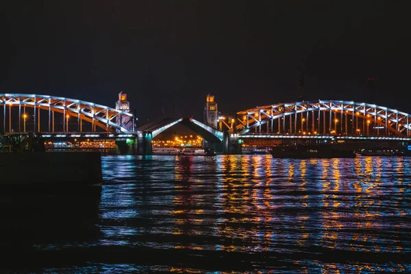 Ponte Divorciada Rio Neva São Petersburgo Noite — Fotografia de Stock